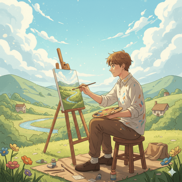 Rapaz pintando um quadro (Talento)