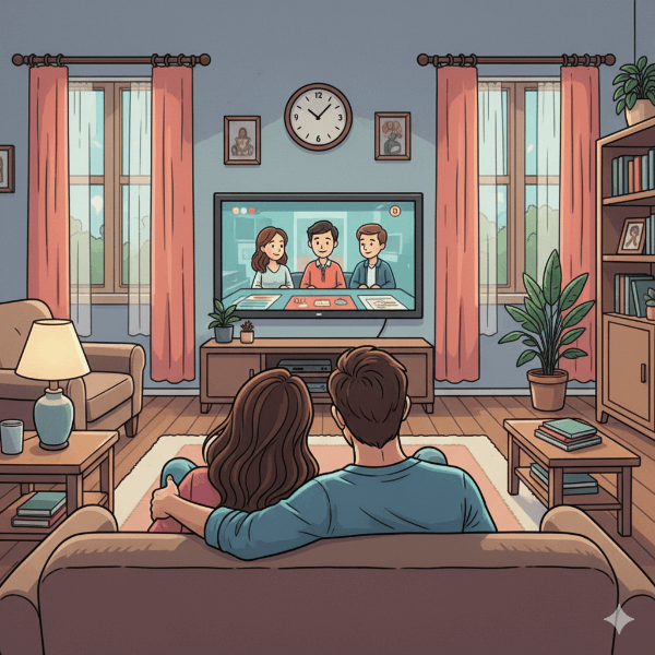 Casal assistindo televisão. 10 Documentários da Netflix que Vão Desafiar sua Fé (no bom sentido)