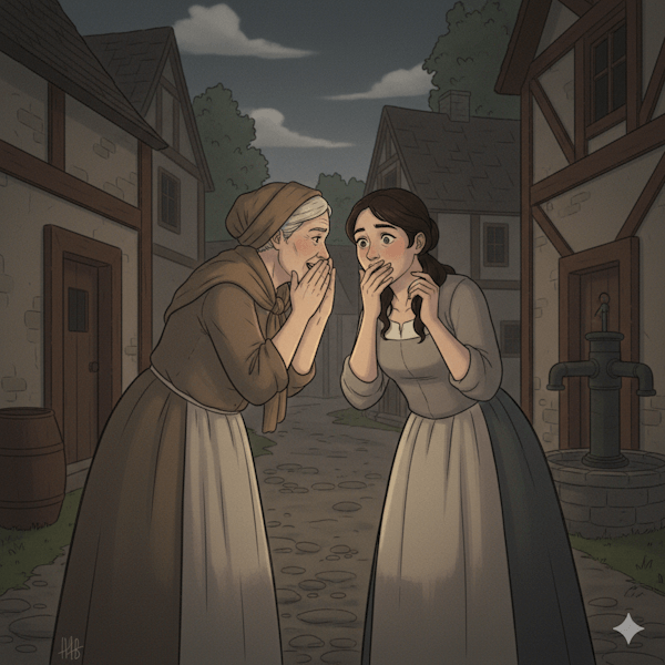 Ilustração de duas pessoas fofocando