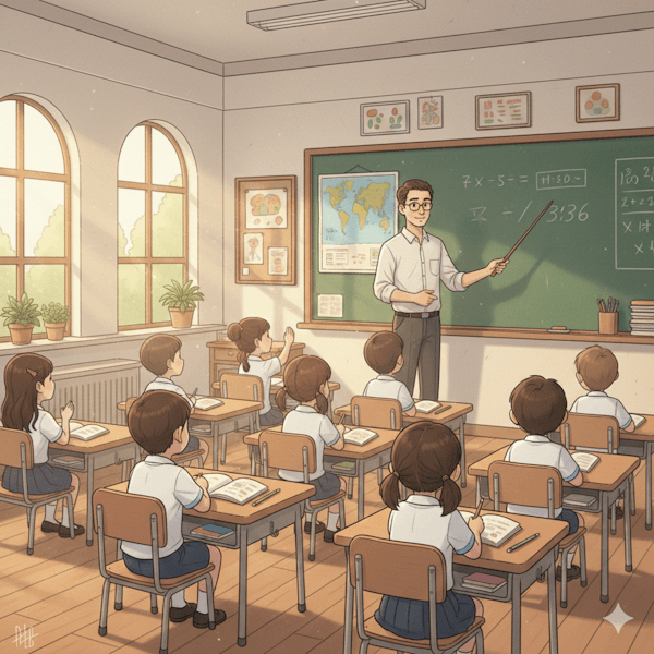 Professor ensinando a frente da sala de aula (Escola)