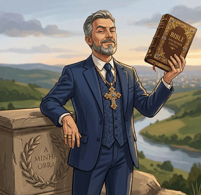 Ilustração de um homem se exaltando, sendo orgulhoso. orgulho
